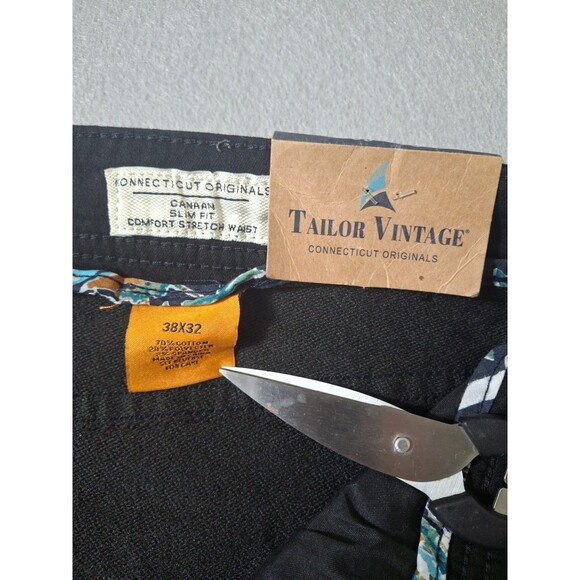 Tailor Vintage NWT Mens 38x32 Smart Denim Black Pants Jeans Canaan Slim Fit $98 - Picture 11 of 14